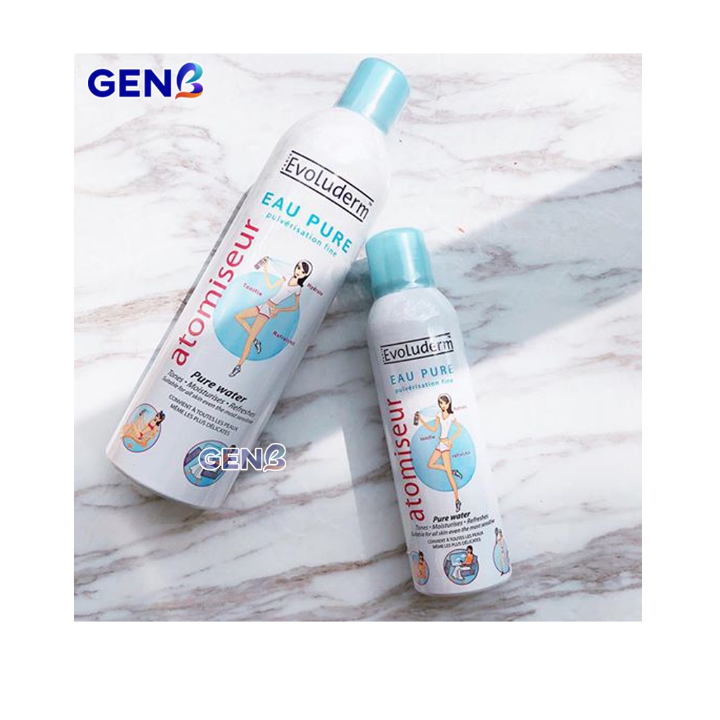 Nước Xịt khoáng Evoluderm 400ml 100ml CHÍNH HÃNG Từ Pháp - Bình Xịt Khoáng dưỡng cấp Ẩm Da Mặt, Toàn Thân Skincare GENB