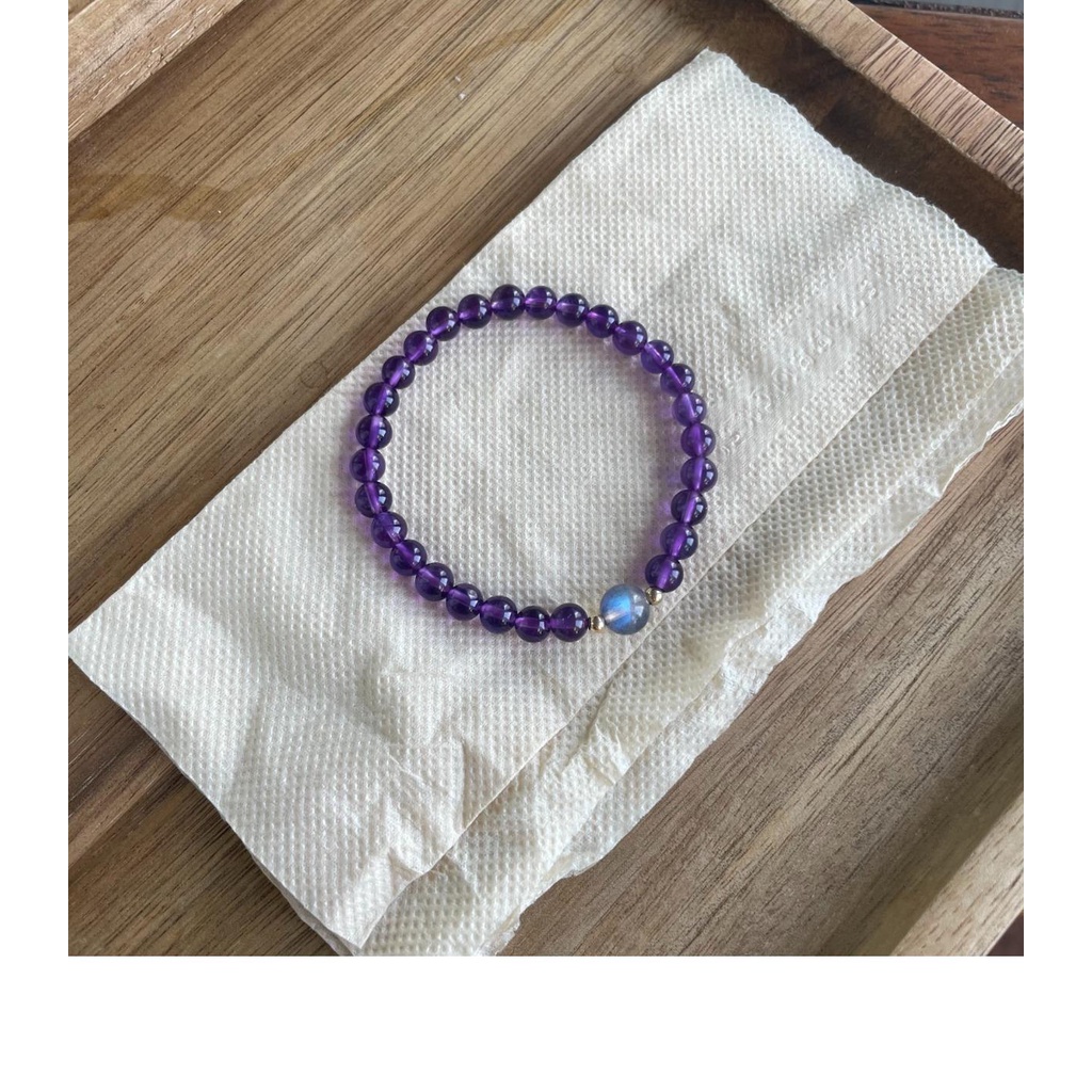 [Hàng Mới] Vòng Tay Chuỗi Hạt Đá Mặt Trăng Màu Xám Thiết Kế Chính Hãng Dành Cho Nữ