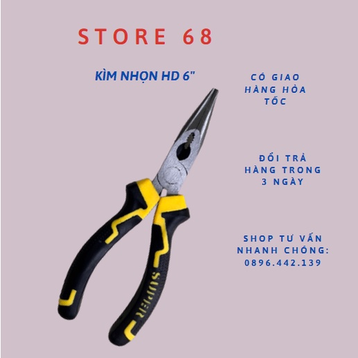 Kìm Nhọn Kẹp HD 6in, Cầm chắc tay, lực cắt mạnh, bén