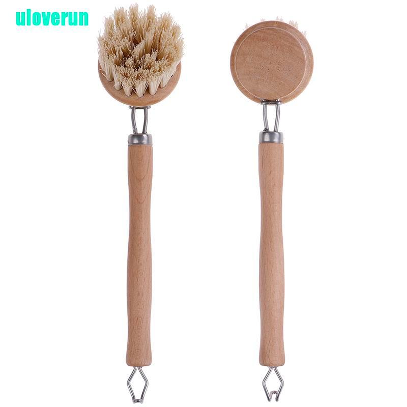 1 Bàn Chải Chà Nồi Tay Cầm Dài Bằng Gỗ Tiện Dụng