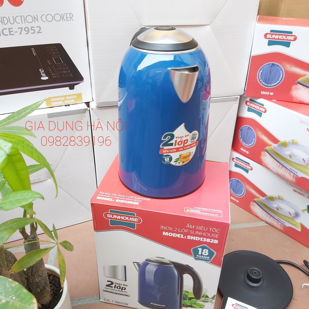 Ấm siêu tốc 2 lớp Sunhouse SHD1382, 1,7L