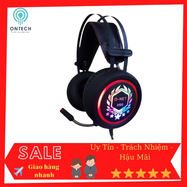 Tai nghe gaming G-Net H99 3.5 Led ( gồm 3 jack : 1jack loa , 1jack mic, USb led)