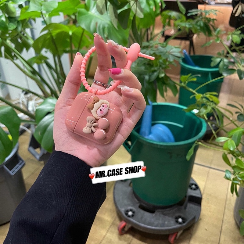 Case Airpods 1/2 /Pro Vỏ Ốp Tai Nghe Hình Màu Hồng Dẻo- Mr.Case AirPods