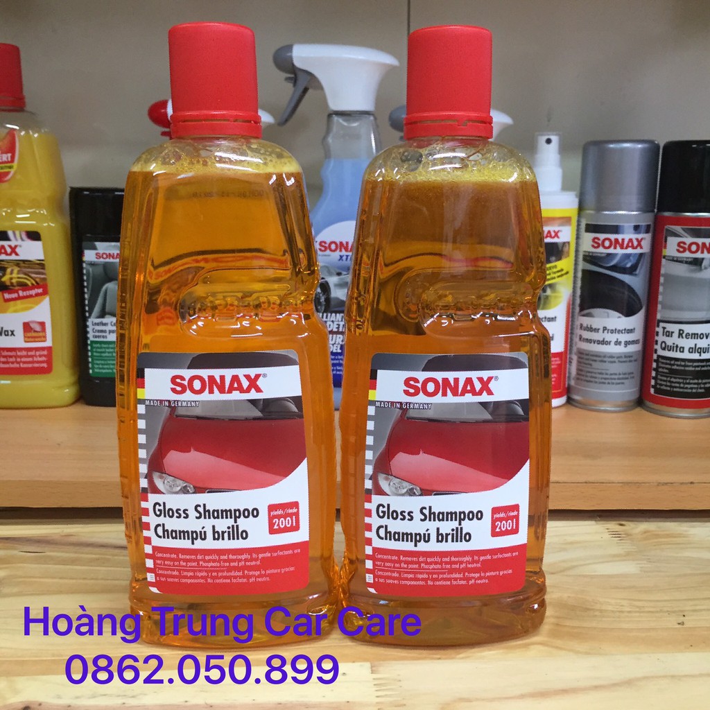 COMBO 02 chai nước rửa xe Sonax gloss shampo 1000ml - Tặng 01 găng xù rửa xe chuyên dụng
