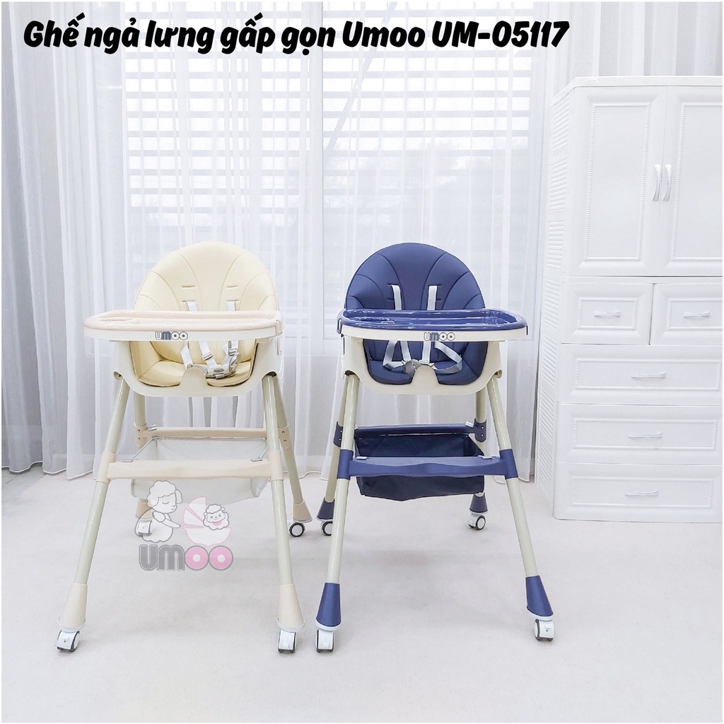 [Hàng sẵn giao ngay]. Ghế ăn ngả lưng gấp gọn có bánh UM-05117