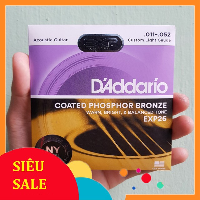 Dây Đàn Guitar Acoustic D'Addario EXP 26 [Size 11] - Tặng kèm Pick gảy