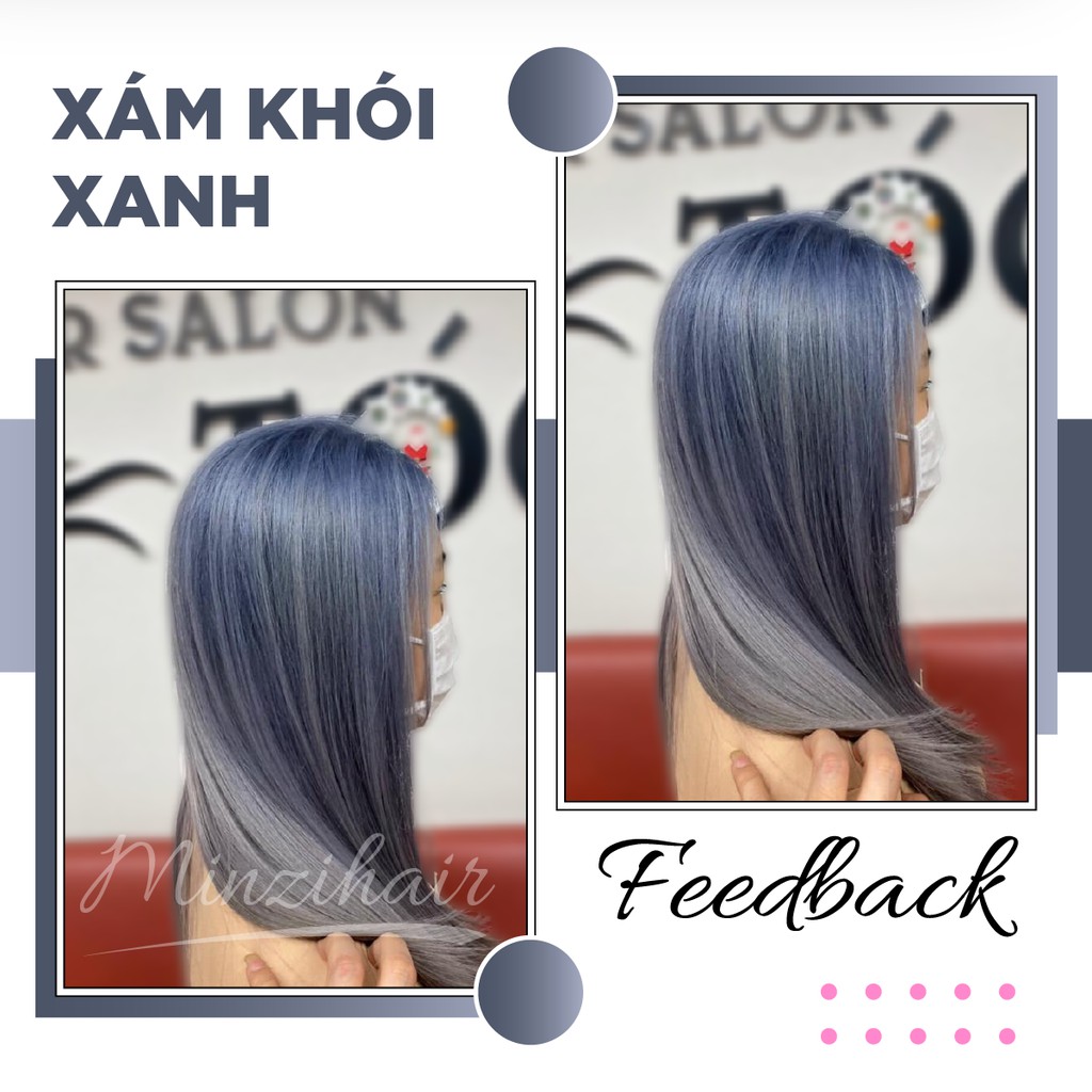 Nhuộm Tóc Màu Xám Khói Xanh [Trend 2021] - Cần Tẩy Tóc / Nâng Tone | Minzihair