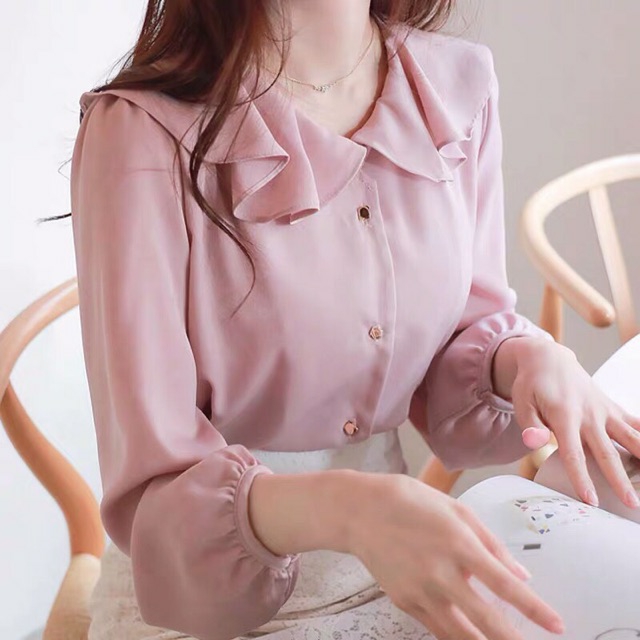 [Mã FAMARAL1 giảm 10K đơn 50K] ÁO SƠ MI HỒNG CỔ SEN TAY LỬNG BO AM91 | BigBuy360 - bigbuy360.vn