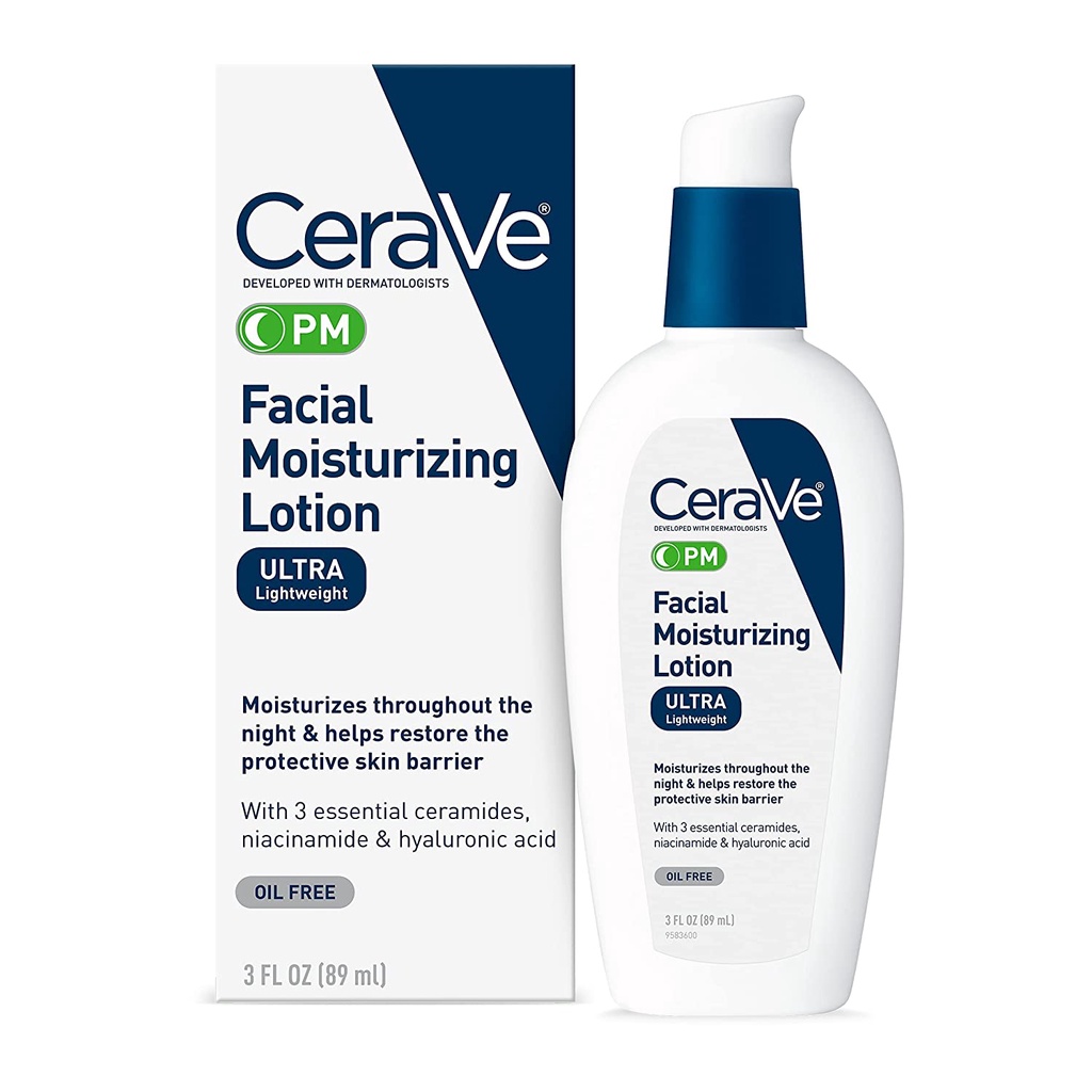 Kem dưỡng da ban đêm CeraVe PM Facial Moisturizing Lotion 89ml , Kem dưỡng ẩm và cấp ẩm ban đêm Cerave luckily1702