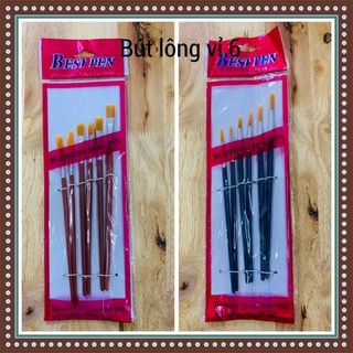 Bút lông/ chổi vẽ/ Cọ vẽ tỉa nét nhỏ lông vàng (bộ 6 cây)