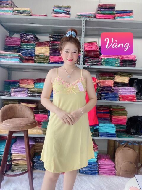 Đầm Ngủ Thun Lạnh 2 Dây Phối Ren Cực Xinh Nhiều Màu Giá Đẹp Bao Vải S(1,2,3) | BigBuy360 - bigbuy360.vn