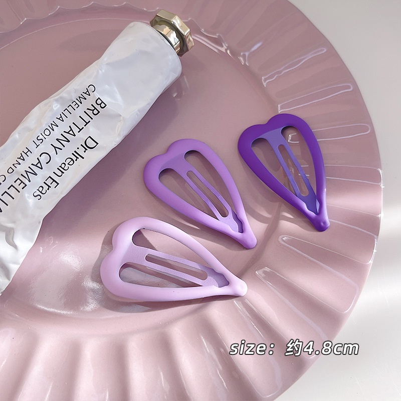 Set 3 Kẹp Tóc Mỏ Vịt Kim Loại Hình Ngôi Sao Màu Tím Ngọt Ngào Dễ Thương Cho Trẻ Em