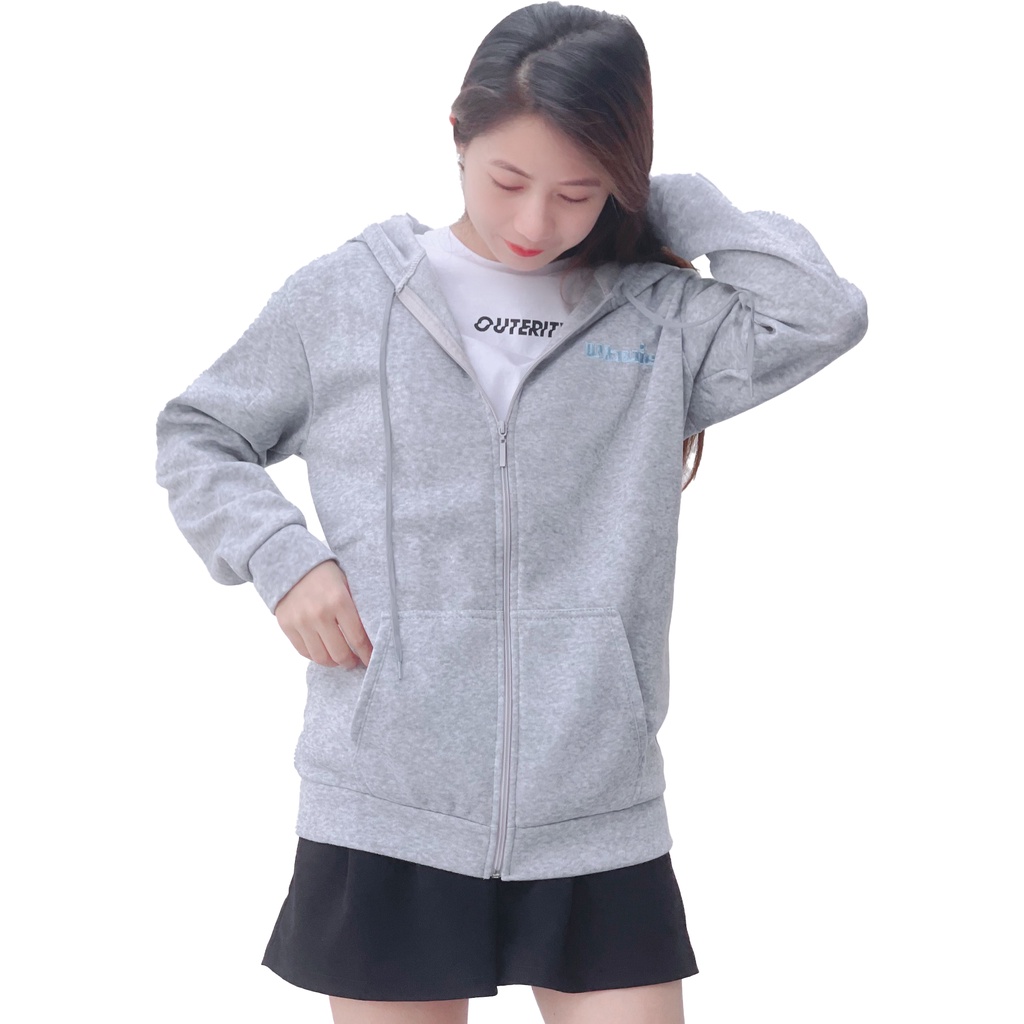 Áo khoác hoodie nữ form rộng có dây kéo 4YOUNG FASHION ubui