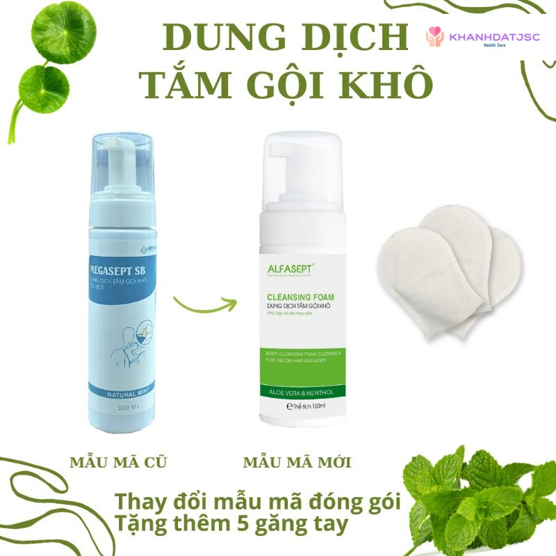 Dung dịch tắm gội khô ALFASEPT Cleansing Foam 150ml