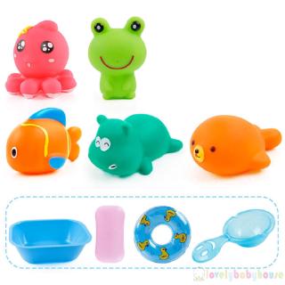 ♛❀♛Bath Toys Pinch Music Animal Cartoon Image Paddling Water Spray Children´s Puzzle Toy Set Combination