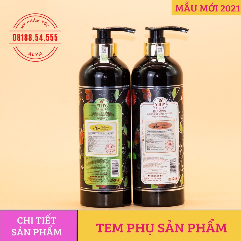 Dầu Gội Cặp Colagen Essence Yody Phục Hồi Và Kích Thích Mọc Tóc 800MLx2