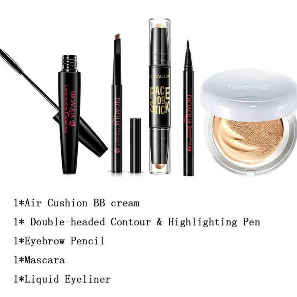 Bộ Kem BB / Kem Nền / Bút Kẻ Mắt / Phấn Bắt Sáng / Tạo Khối 5 Trong 1 Thương Hiệu BIOAQUA