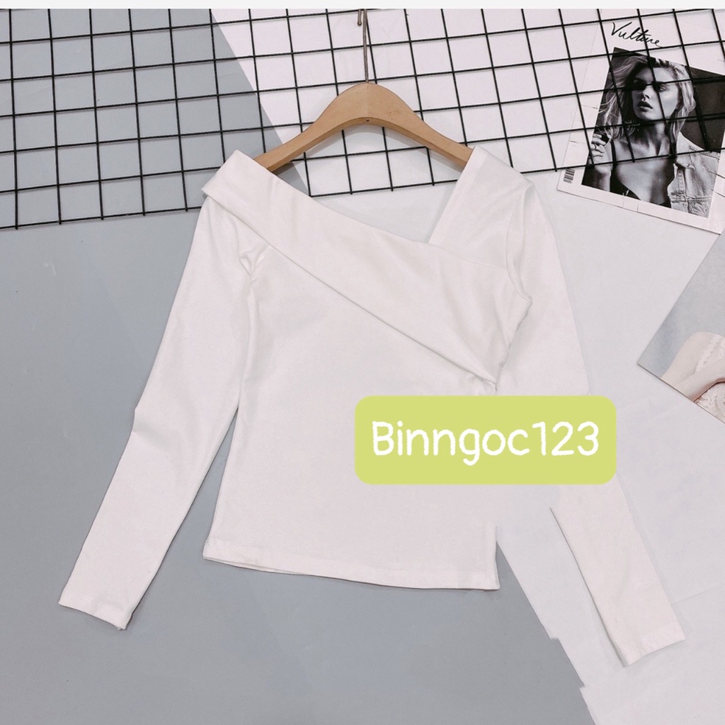 ÁO THUN NỮ DÀI TAY LEN TĂM TRỄ VAI THU ĐÔNG SEXY | BigBuy360 - bigbuy360.vn