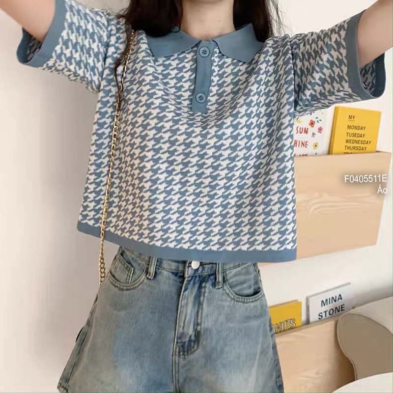 Áo len croptop tay ngắn 0522