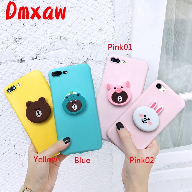 OPPO R17 Pro A1K R15 F3 F1 Plus F11 Pro Realme C1 Bear case 3D cartoon cute silicone holder stand bracket