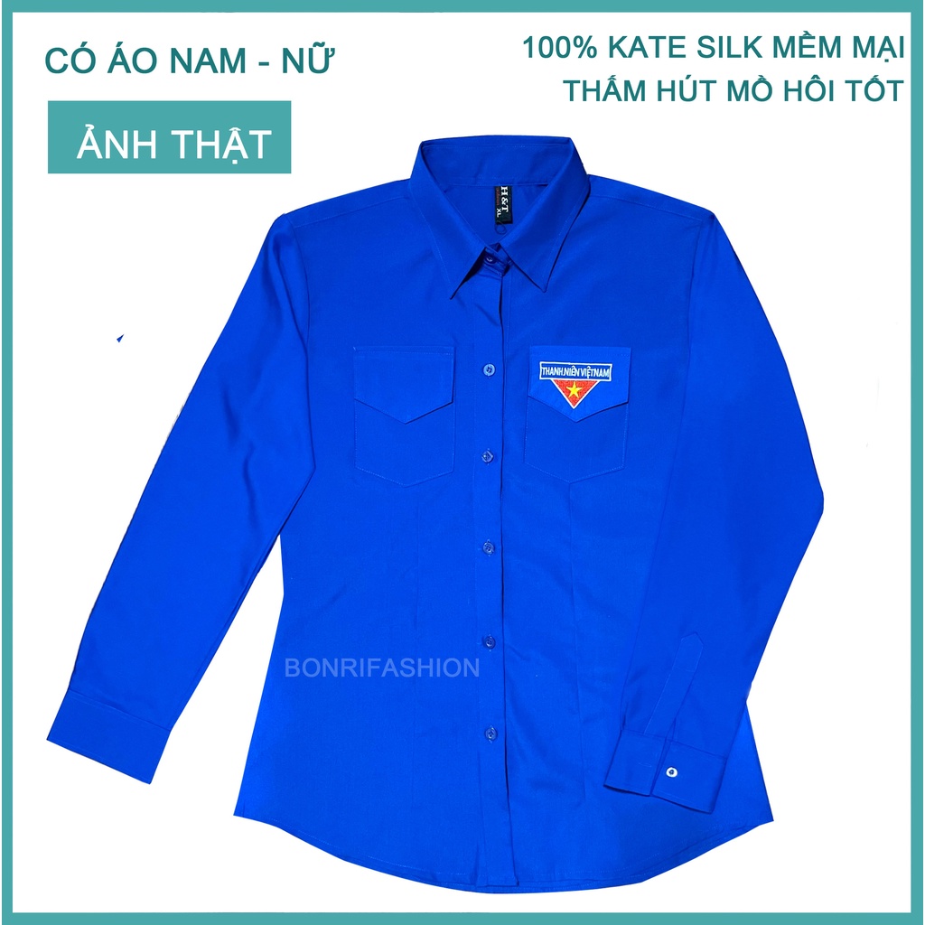 Áo sơ mi đoàn thanh niên tình nguyện cho nữ tay dài cao cấp 30-68kg