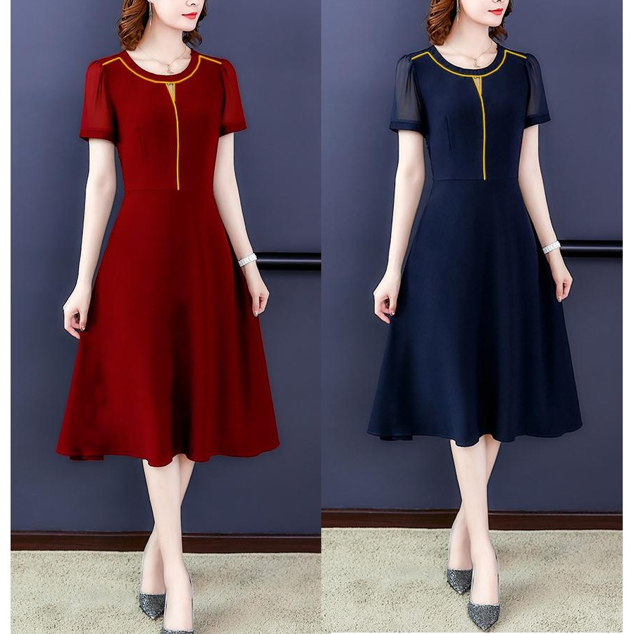 ĐẦM DÁNG SUÔNG CHỮ A PHỐI VIỀN TAY VOAN ĐỦ SIZE ĐẾN 3XL - TN 3094