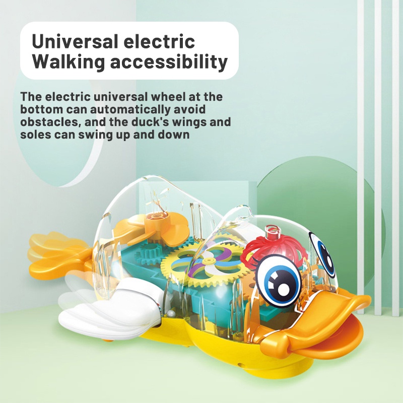 ZHAN QI TOYS Đồ chơi xe kiểu dáng chú vịt hoạt hình trong suốt có nhạc và đèn vui nhộn