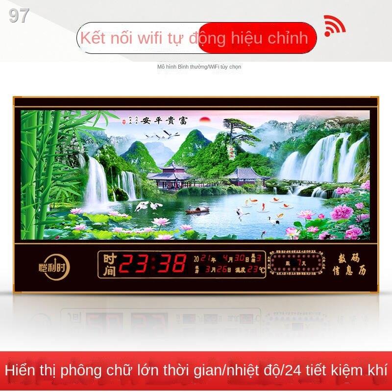 【HOT】Đồng hồ điện tử phong cảnh mới của Kelly lịch vạn niên kỹ thuật số treo tường hộ gia đình tắt tiếng phòng khách