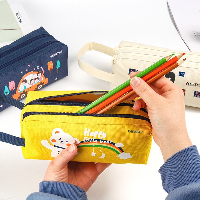 Túi Đựng Bút Bằng Vải Oxford Kích Thước Lớn In Họa Tiết Hoạt Hình Cho Trẻ Em