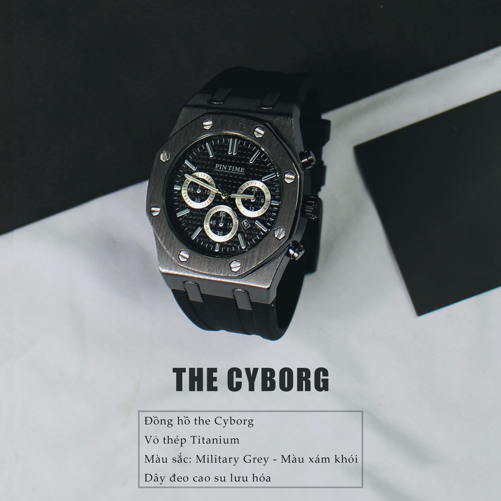Đồng hồ Nam Cyborg ODIN - Vỏ Thép Titanium xám xước - Có Lịch Ngày, Chống Nước 3ATM ( Bảo hành 365 ngày)