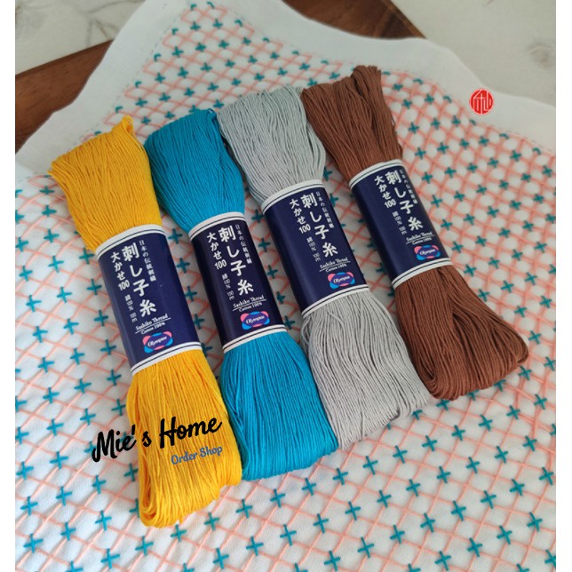 Chỉ Thêu tay SỢI BÔNG NHẬT BẢN Bó gồm 40 sợi/ 120 cm Thêu thủ Công Sashiko CHỈ COTTON CAO CẤP MIE Handmade Shop