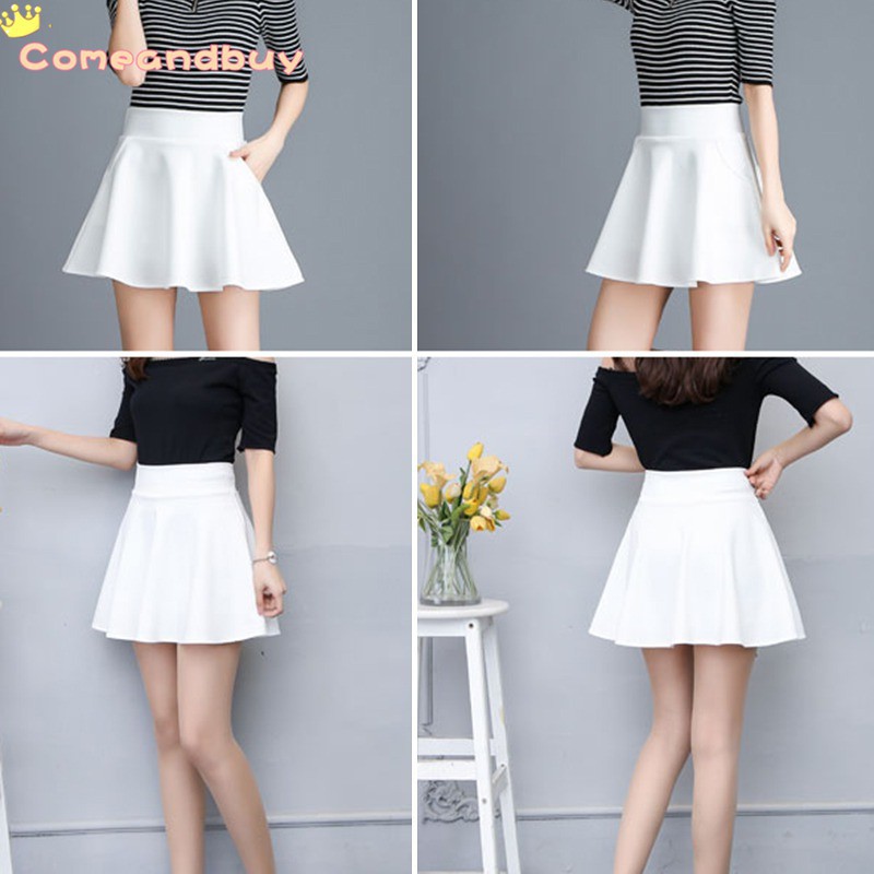 Chân váy lưng cao màu trơn thời trang Hàn Quốc cho nữ | BigBuy360 - bigbuy360.vn