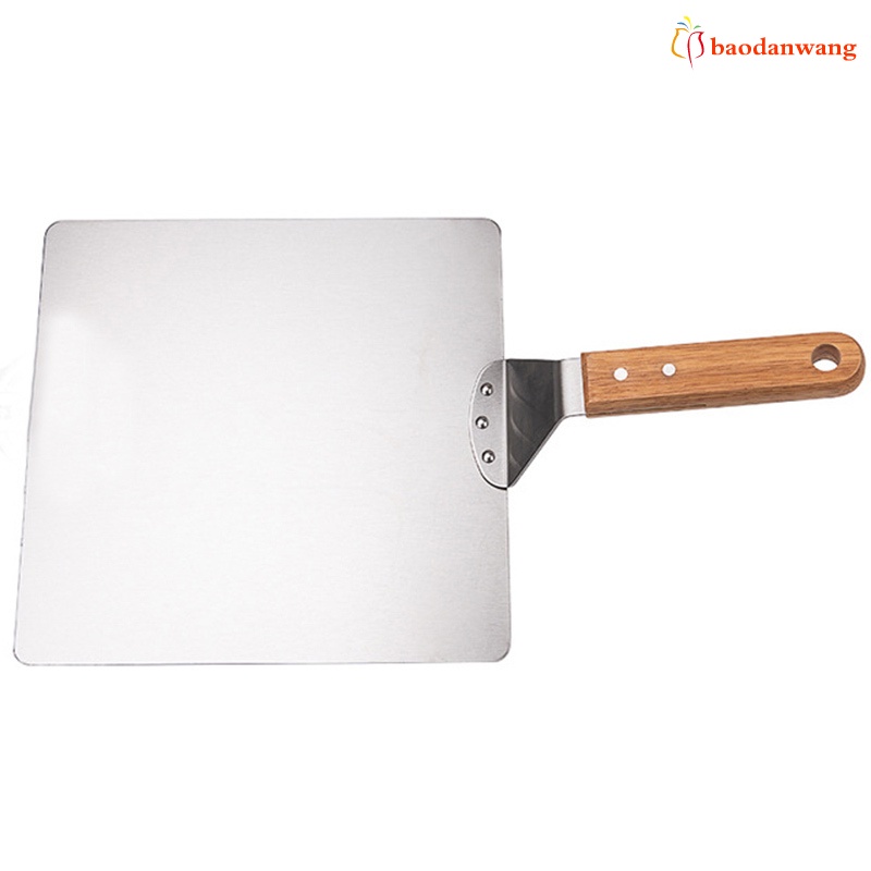 Xẻng xúc bánh pizza bằng thép không gỉ 10 inch tay cầm gỗ tiện dụng