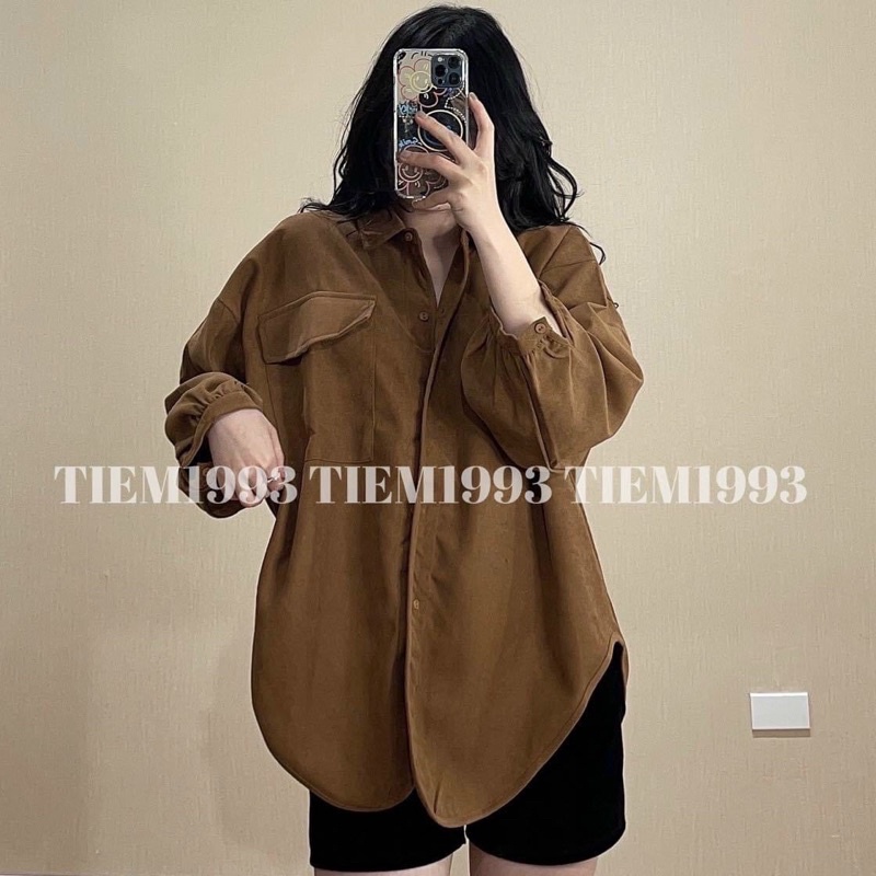 Sơ mi nhung tăm form rộng freesize nhiều màu cao cấp | BigBuy360 - bigbuy360.vn