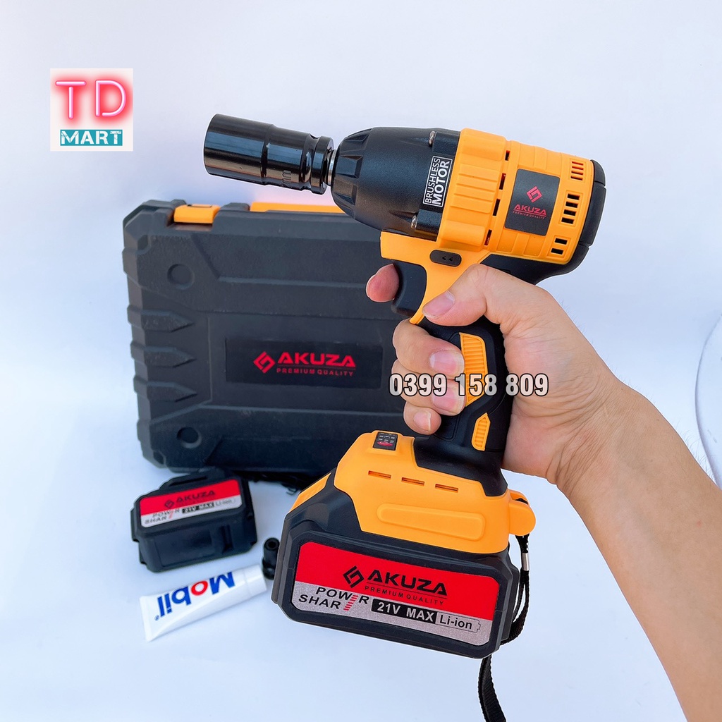 Máy Siết Bulong Akuza 21V Không Chổi Than - Đầu Đặc 3 Tốc độ