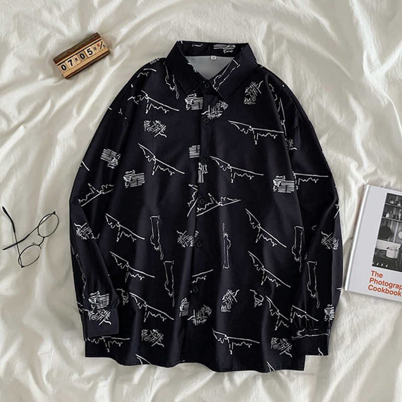 NRVP Áo Sơ Mi Dáng Rộng Tay Dài In Họa Tiết Phong Cách Hàn Quốc 2020 Sành Điệu Xinh Xắn Cho Nữ