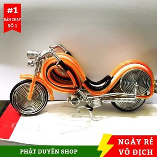 Xe máy Mô Hình Làm Bằng Dây Điện Tinh Xảo - Màu Cam - Quà Tặng - Trang trí