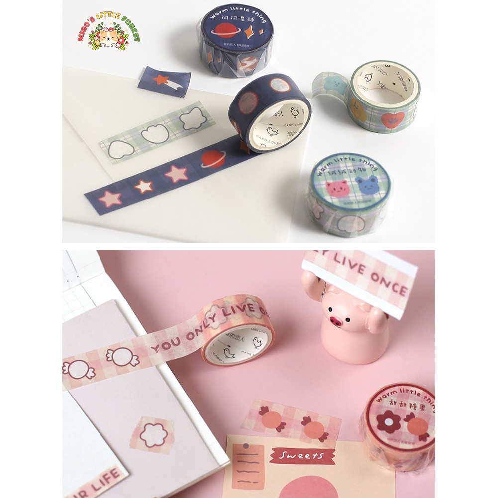 Washi tape WARM LITTLE THING cuộn băng dính trang trí mini dán sổ tay bullet journal MWT230 miaoslittleforest