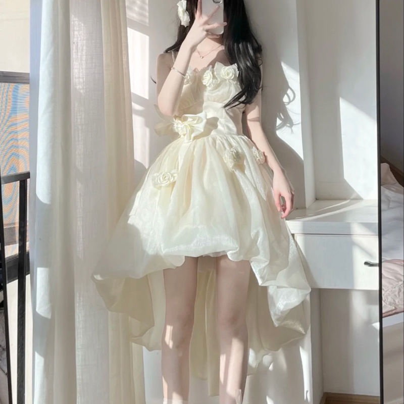 Đầm Công Chúa Hai Dây Họa Tiết Hoa Ba Chiều Nhẹ Nhàng Kiểu Pháp Hàng Mới Mùa Hè Dành Cho Trẻ Em