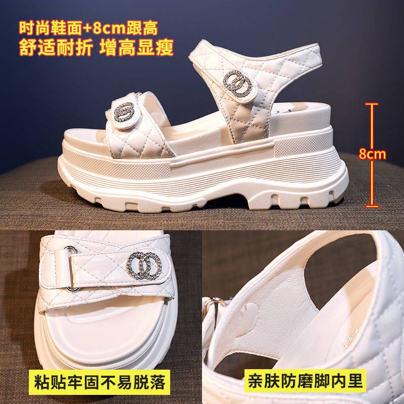 Dép xăng đan Giày Đế Xuồng Dày Nâng Chiều Cao Phong Cách Mùa Hè Mới Dễ Phối Đồ