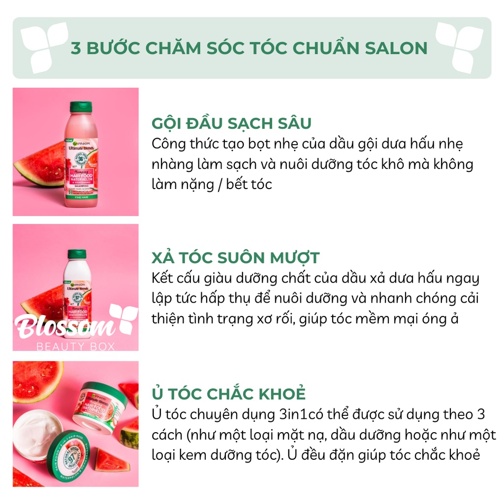 Dầu gội xả DƯA HẤU GARNIER Fructis Volumising Watermelon Shampoo For Fine Hair 350ml