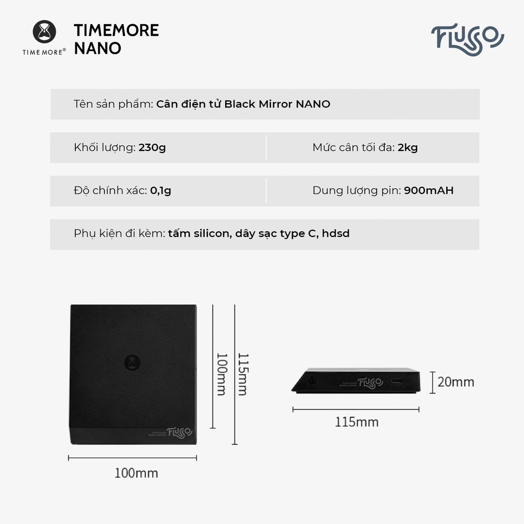 Cân Điện Tử Pha Chế Cà Phê Timemore Black Mirror Nano (Hàng Chính Hãng Bảo Hành 12 Tháng)