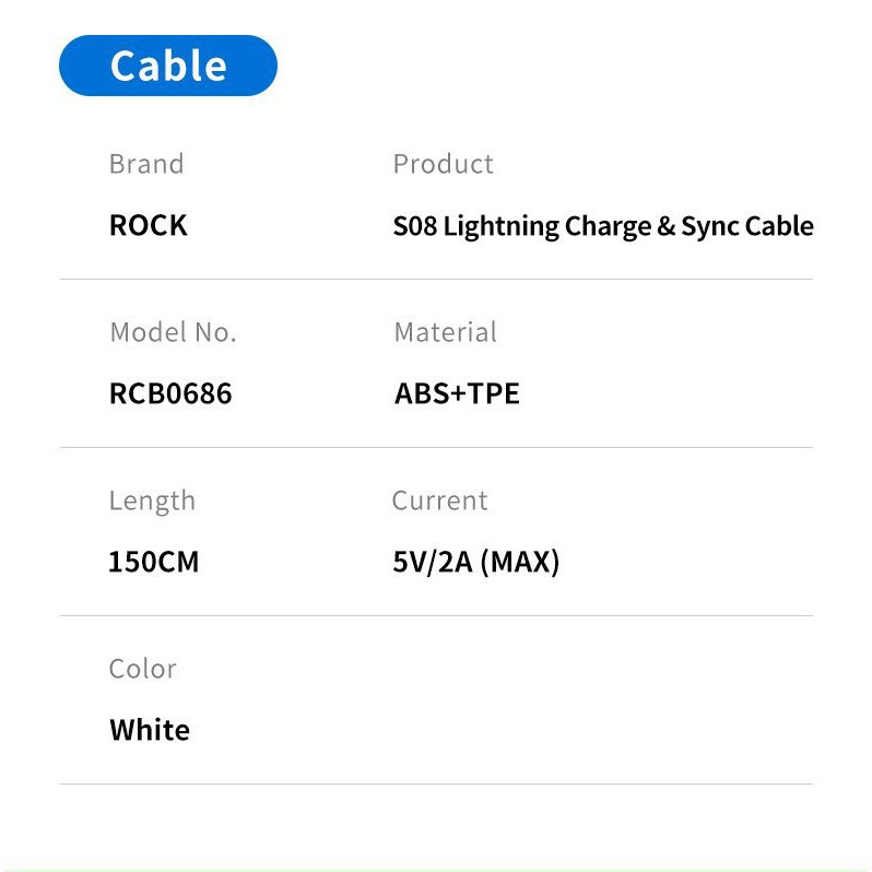 Củ Sạc kèm cáp iPhone Lightning Quick Charga Rock T23 2.4A- Sản phẩm mới