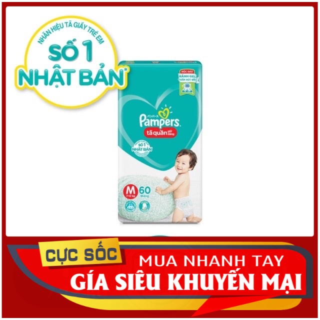 Bỉm/Tã quần Pampers giữ dáng mới gói đại size M60 - L54 - XL48 - XXL44