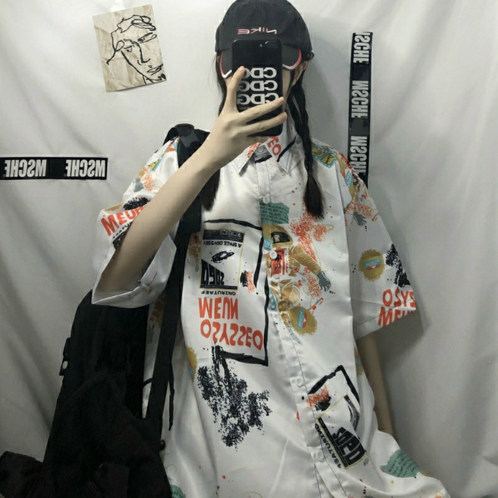 [Mã FAMARAL1 giảm 10K đơn 50K] Áo sơ mi tay lỡ nam nữ form rộng ROBOT Unisex