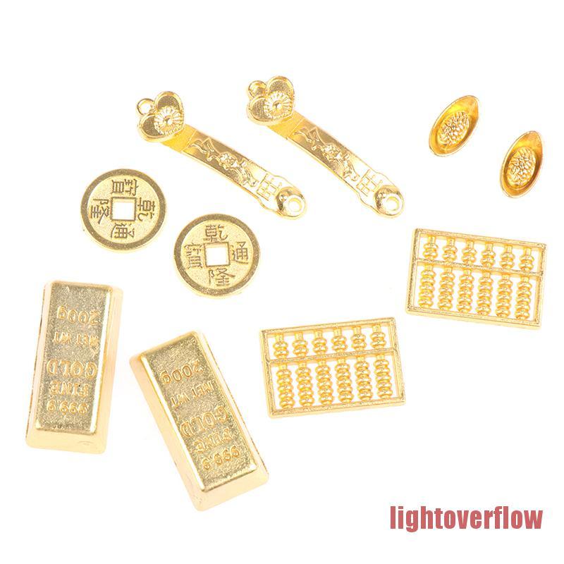 Set 5/10 mô hình thỏi vàng trang trí nhà búp bê tỉ lệ 1:12