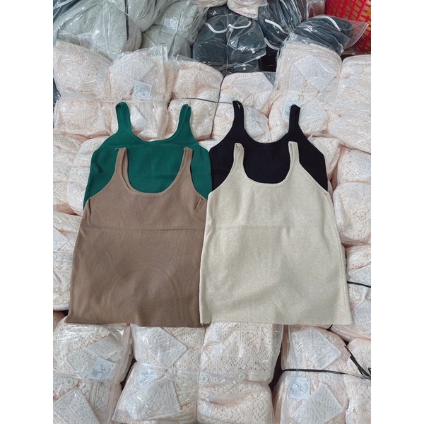 [Ảnh thật/Video] Áo hai dây len sát nách phong cách trẻ trung