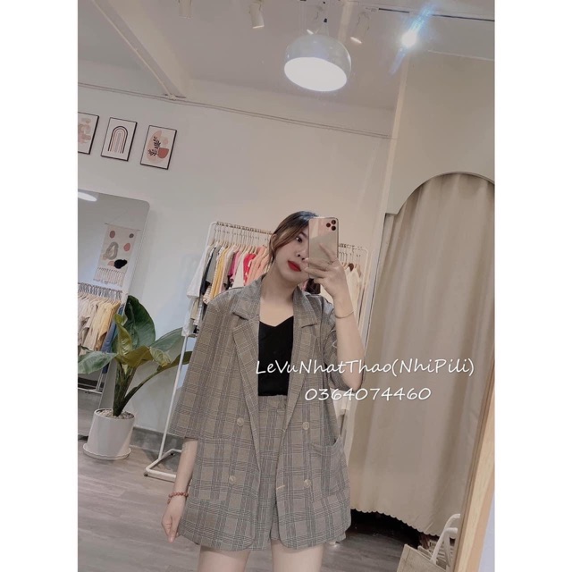 Set vest kẻ. Bb.