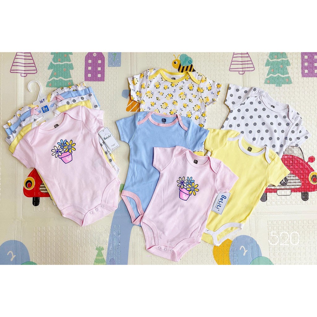 SET 5 Body Cộc Tay Beliti Cho Bé Trai Bé Gái Hàng Xuất Mỹ Kèm Móc, Bodysuit Cho Bé