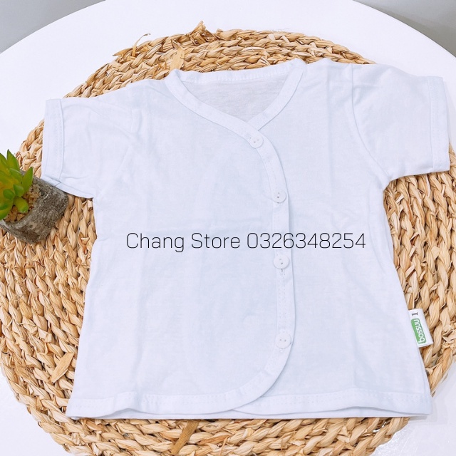 [GIÁ SỐC] Áo Tay Ngắn Cài Xéo Màu Trắng Sơ sinh Vải Cotton